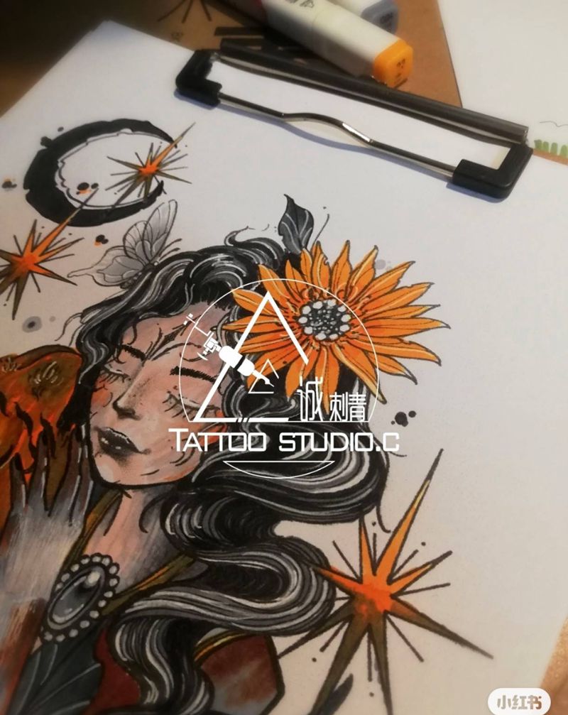 school 风格原创手稿纹身图片_New School纹身图案