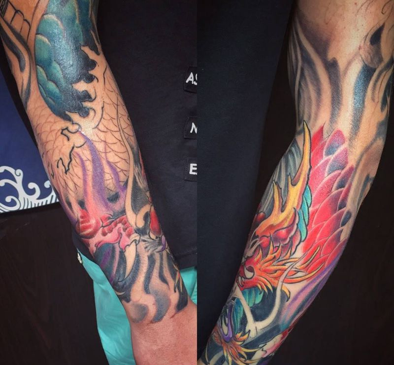 花臂龙未完待续纹身图片