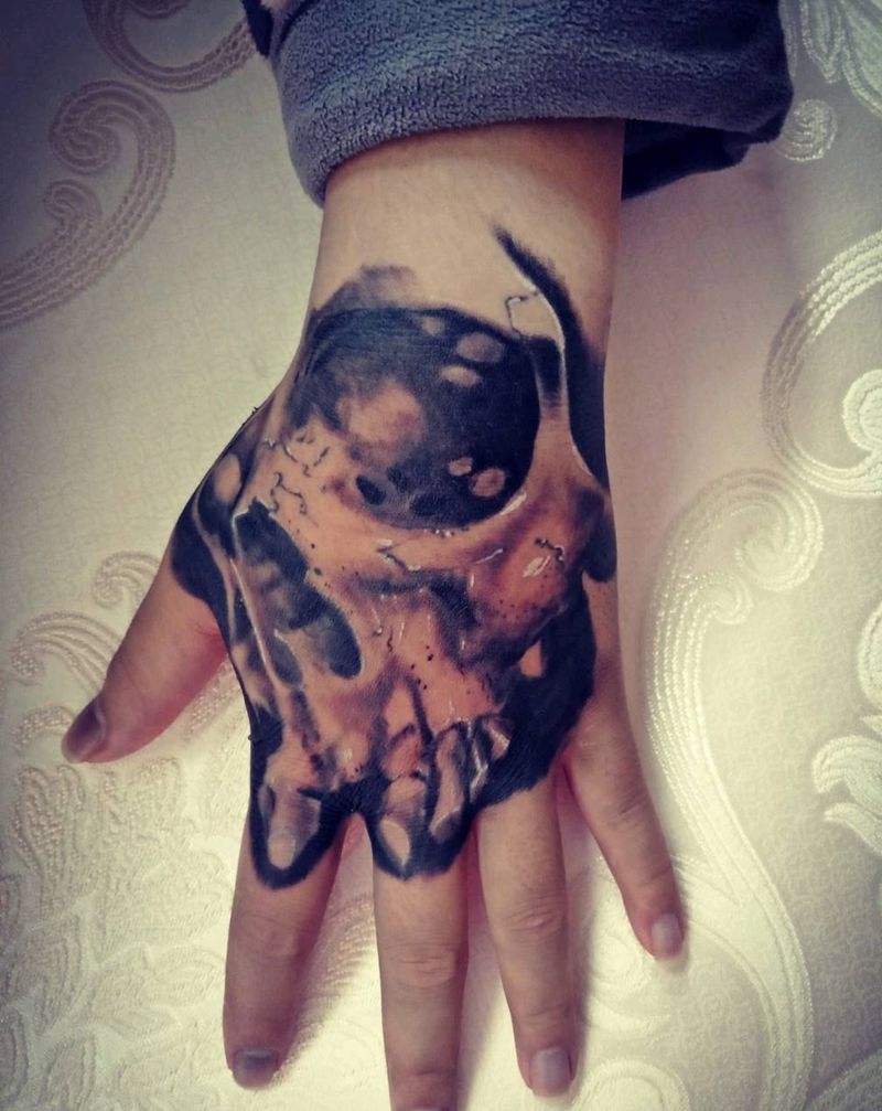 手背骷髅纹身图片