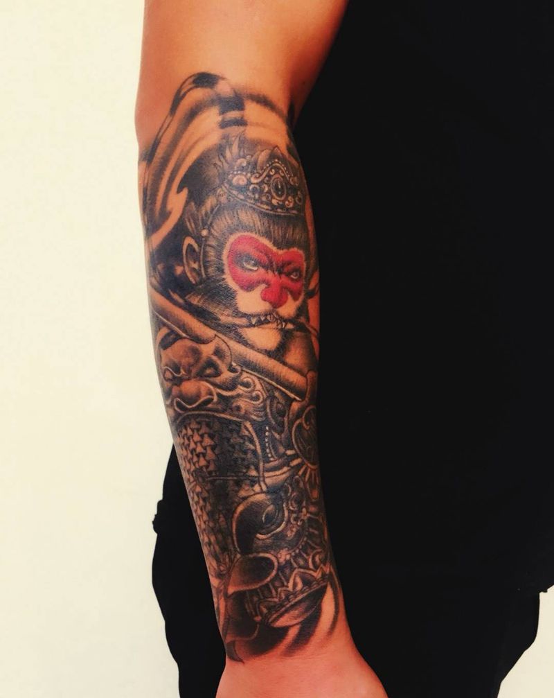 悟空纹身图片_传统手臂纹身图案