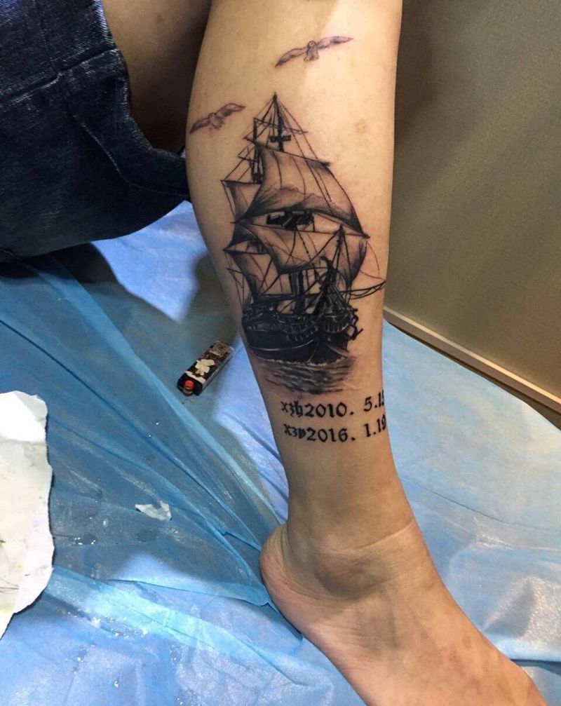 帆船纹身图片