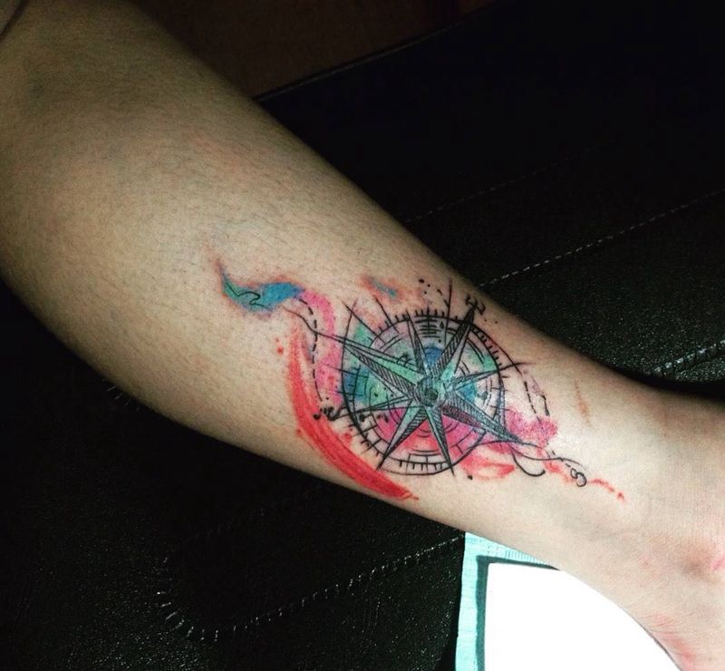 指南针纹身图片
