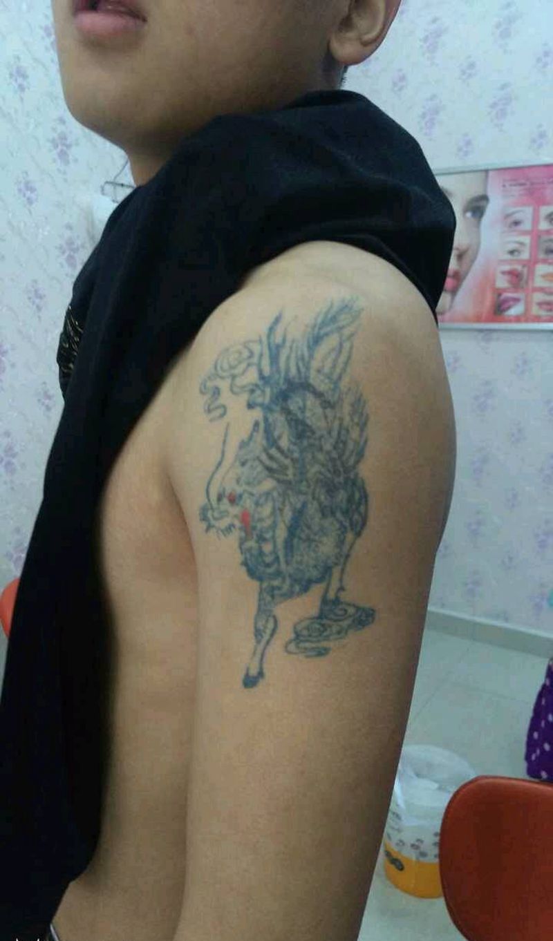 最新遮盖纹身图片_手臂传统动物鬼神姚氏刺青成品纹身图案