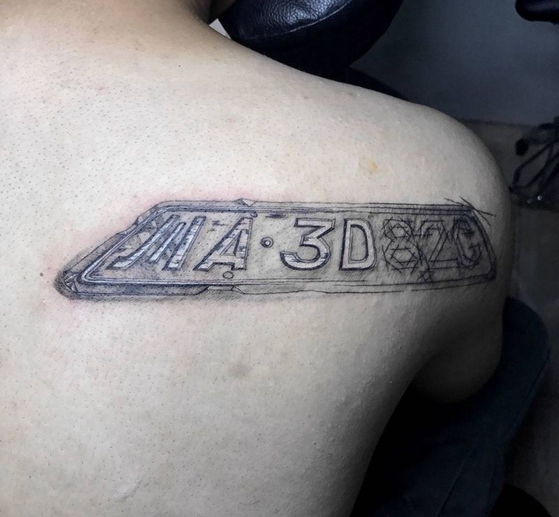 报废车牌 ||单针纹身图片