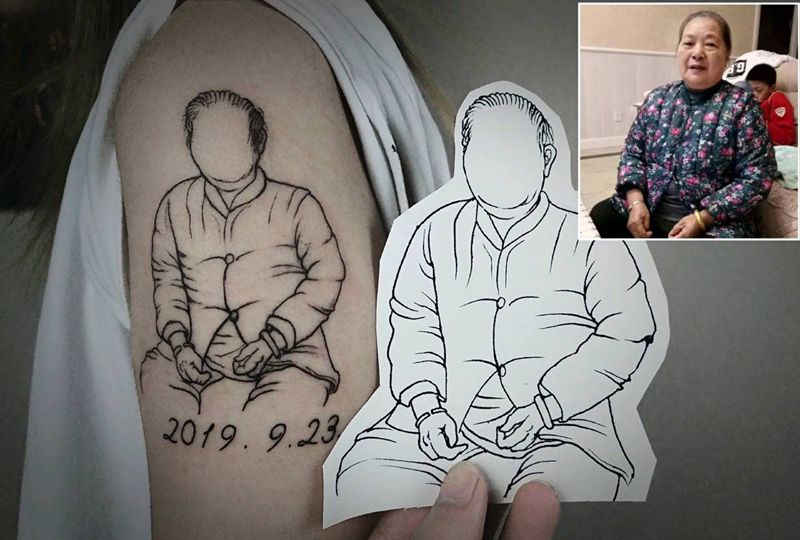 照片设计纹身图片_手臂几何照片  速写纹身图案