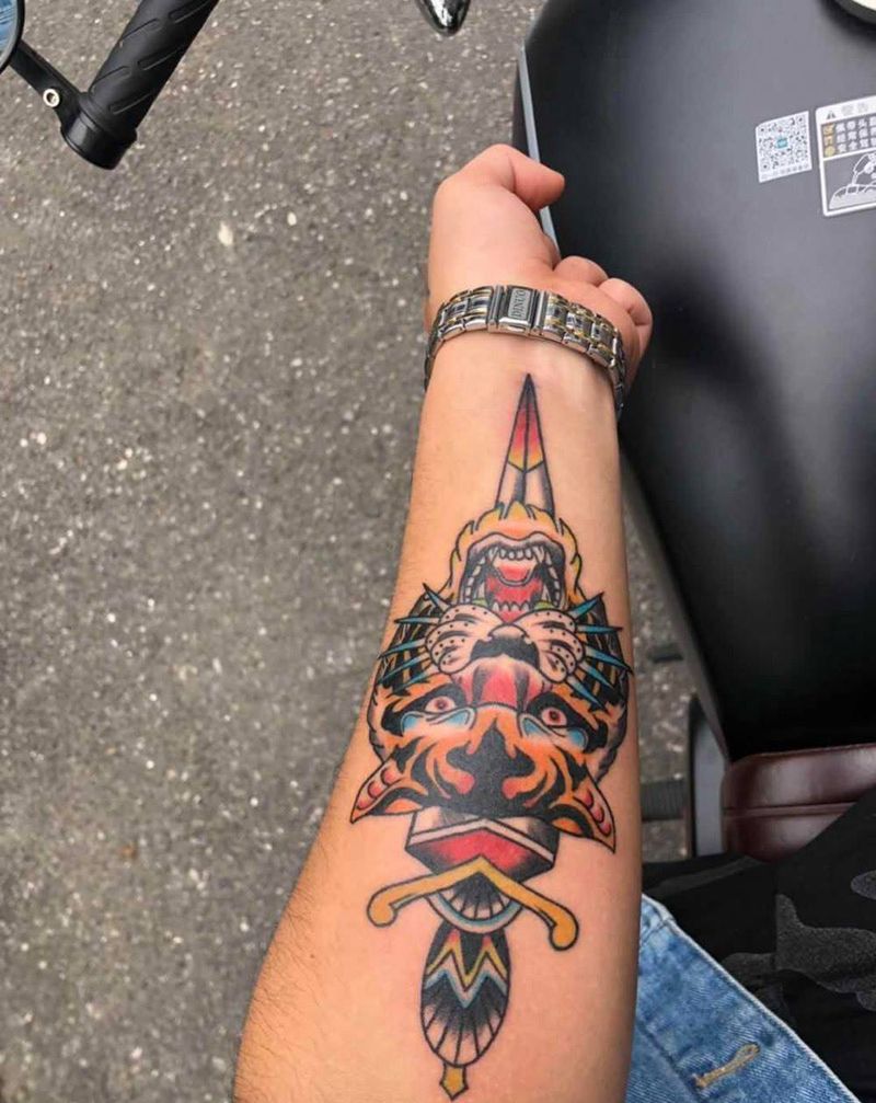 oldschool虎纹身图片