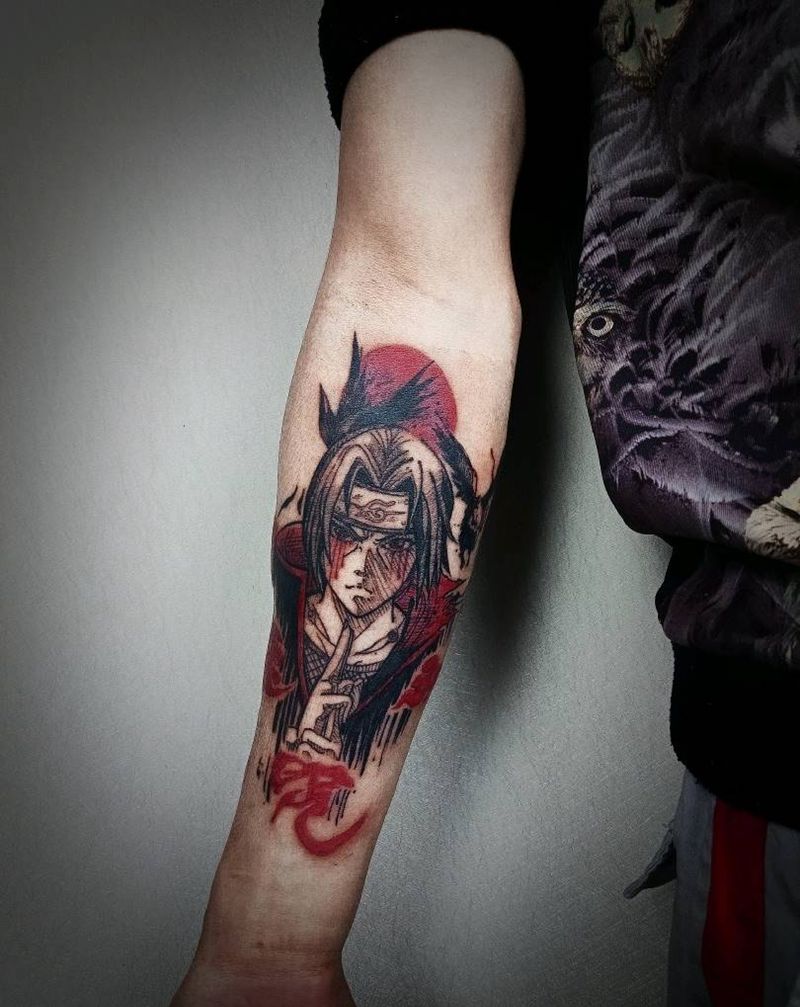 宇智波鼬纹身图片_手臂火影  动漫纹身图案