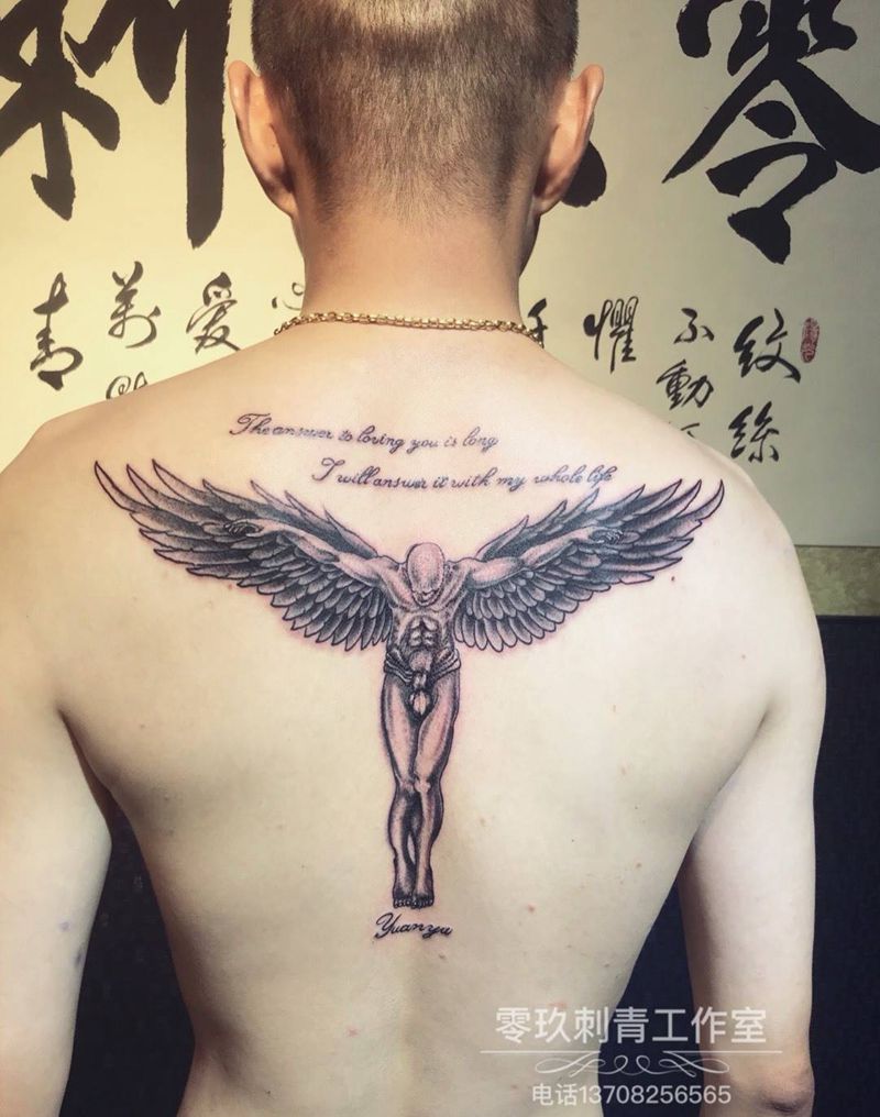 贝克汉姆同款天使纹身图片