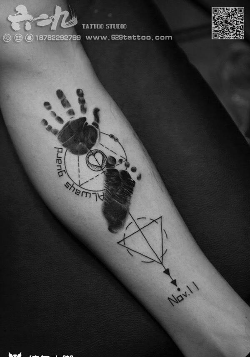 设计手印，脚印纹身纹身图片