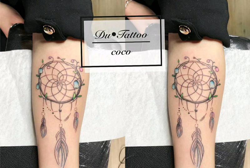 捕梦网，小清新纹身图片_手臂捕梦网纹身图案