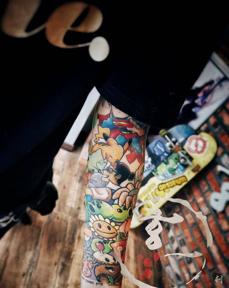 全彩cartoon纹身图片_手臂纹身图案