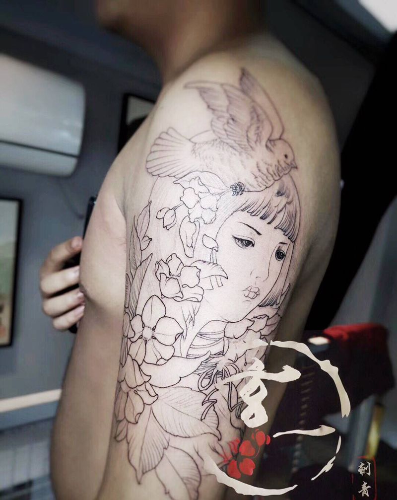 未完待续艺妓纹身图片_手臂纹身图案