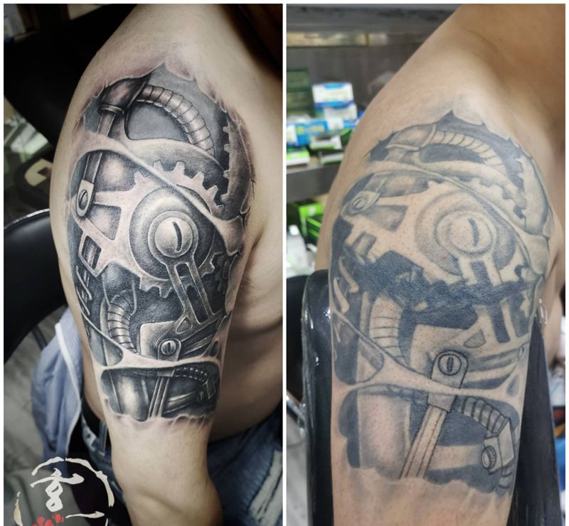 旧纹身修改纹身图片_手臂欧美写实纹身图案