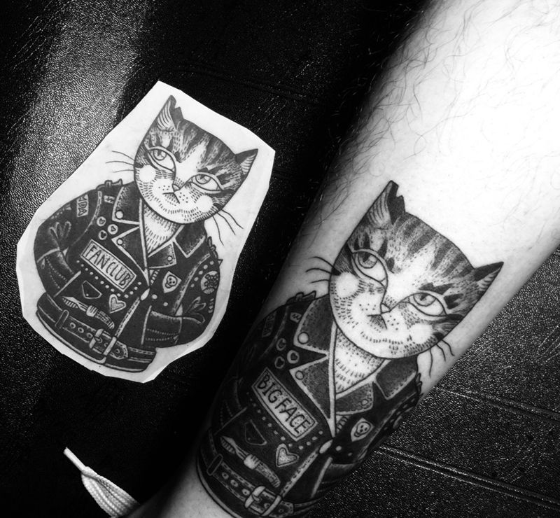 机车猫很机车纹身图片