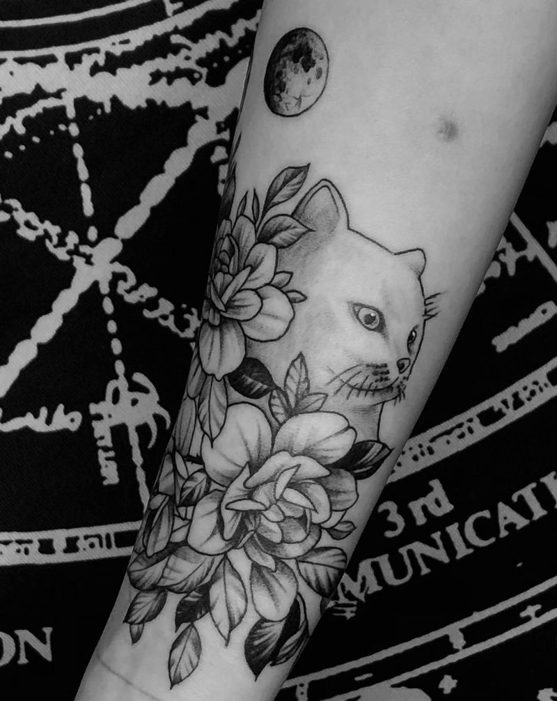 猫纹身图片_手部纹身图案