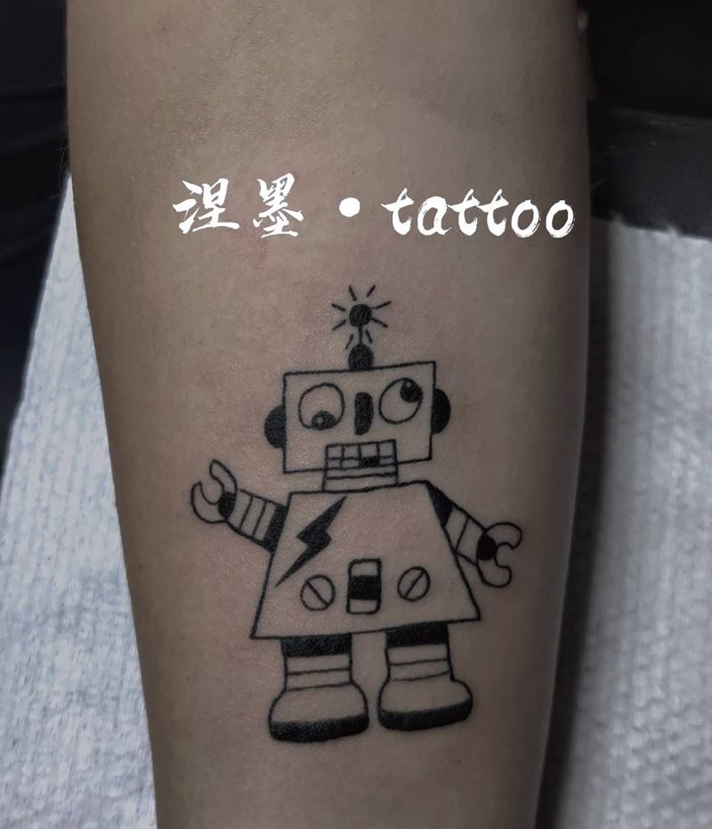 机器人纹身图片_手臂Old School纹身图案