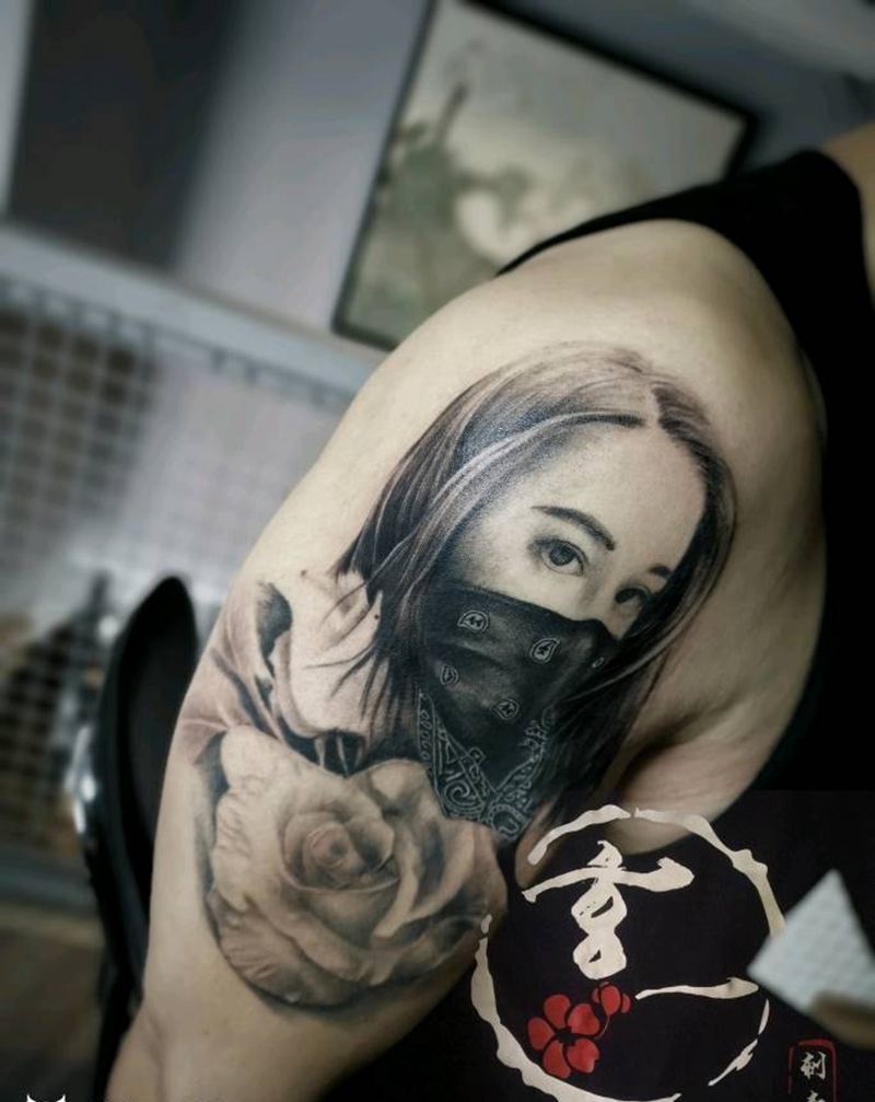 肖像一枚纹身图片_手臂欧美写实纹身图案