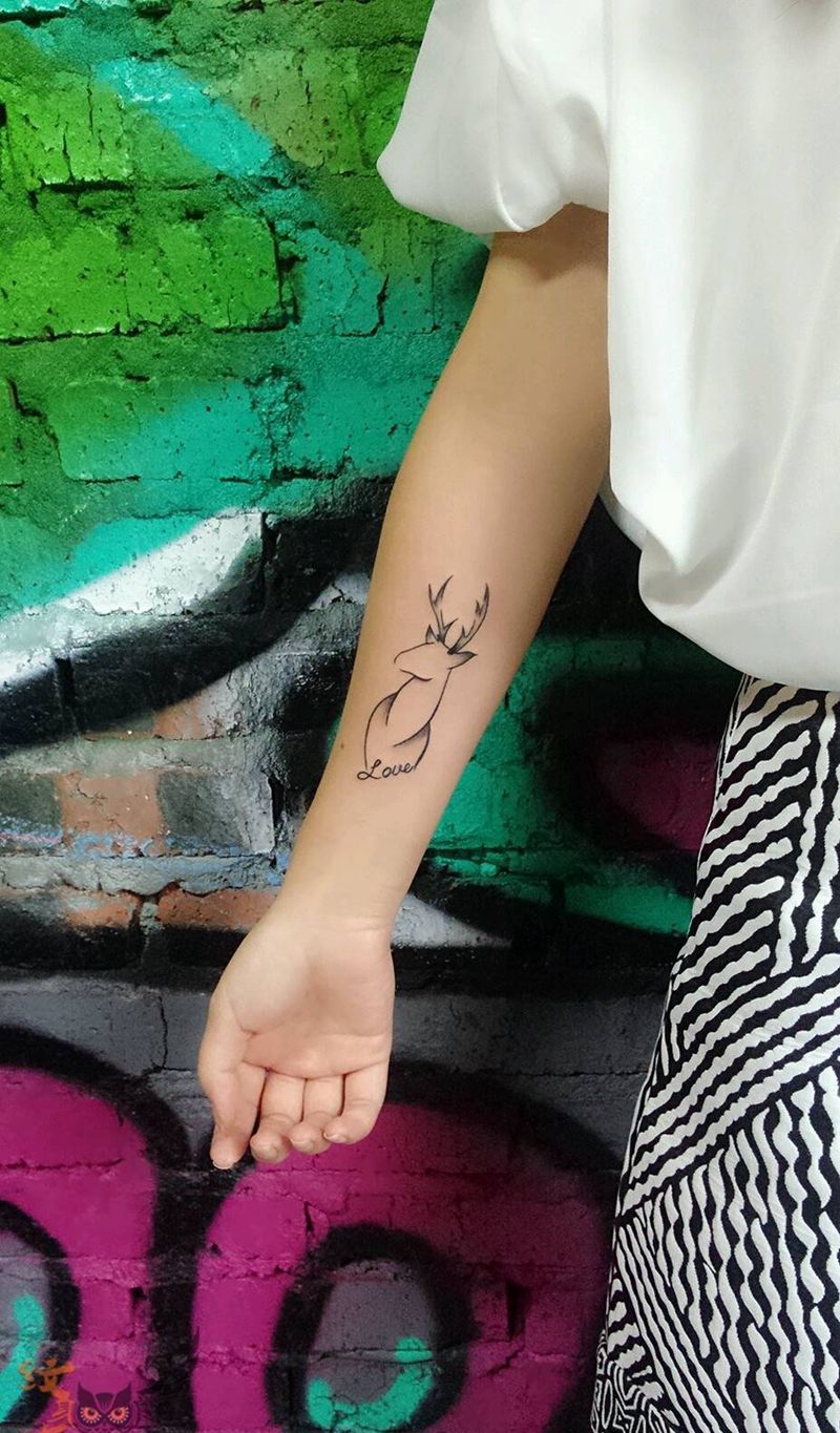 情侣纹身，鹿头纹身纹身图片