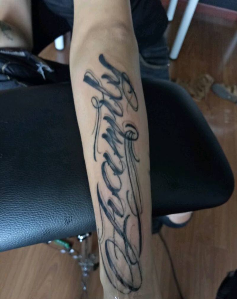 奇卡诺纹身图片_手臂欧美字符花体成品纹身图案