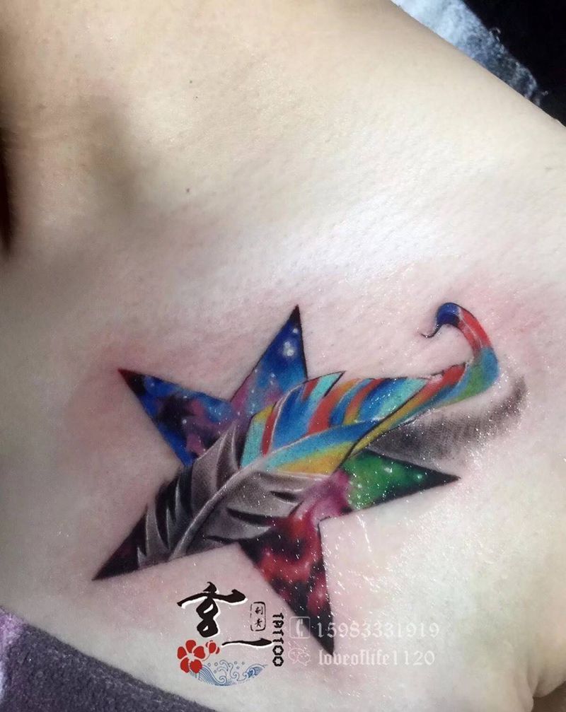 星空小清新纹身图片_成品清新纹身图案