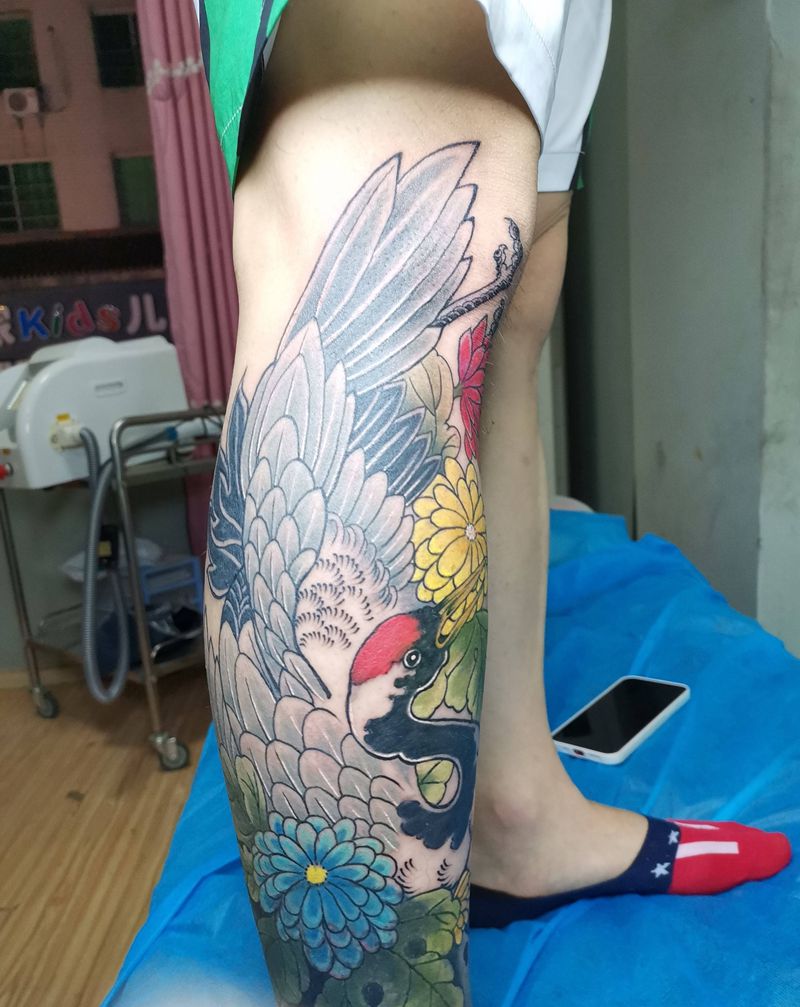 遮盖旧纹身纹身图片_腿部老传统纹身图案