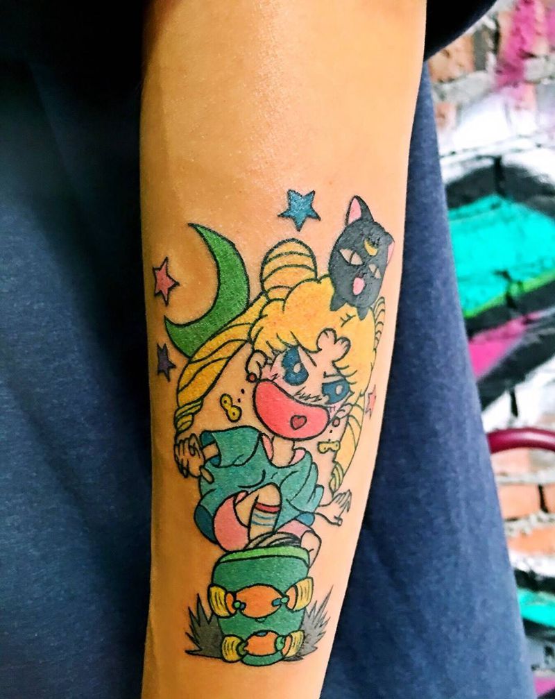 你的滑板美少女纹身图片