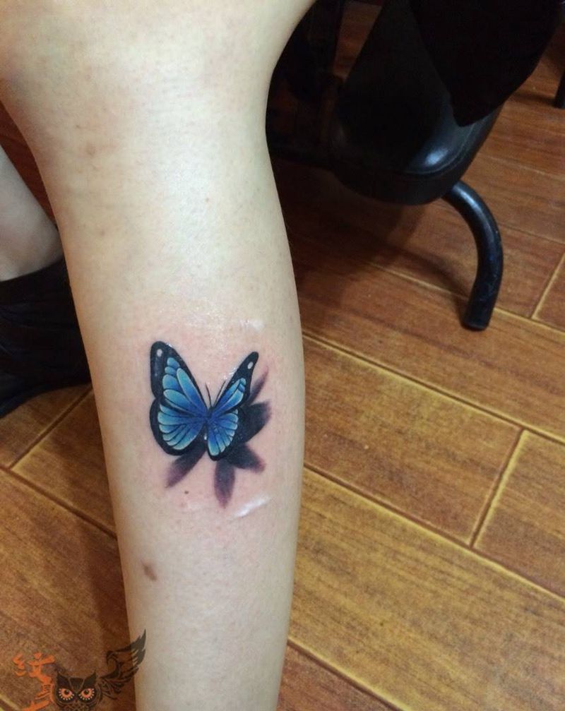 3D蝴蝶遮盖疤痕纹身图片_眉山成都纹身图案