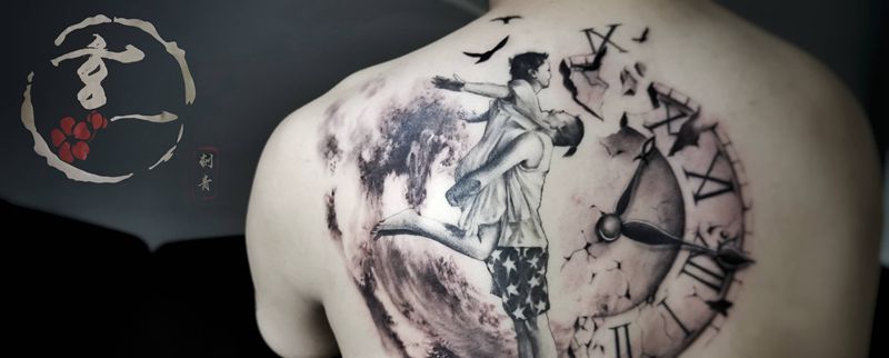 场景肖像一枚纹身图片_欧美写实纹身图案