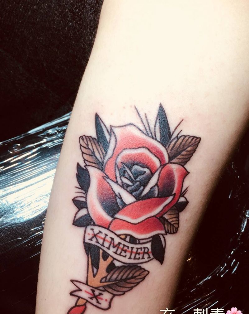 old schoolrose纹身图片