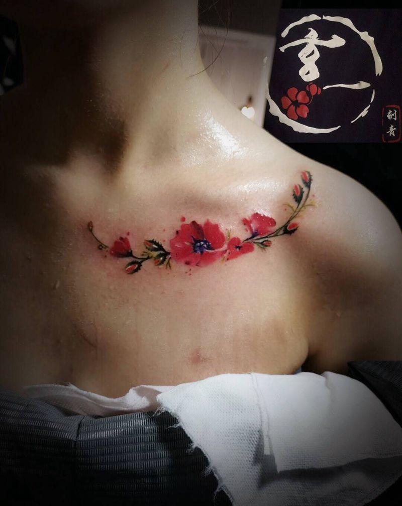 胸花纹身图片