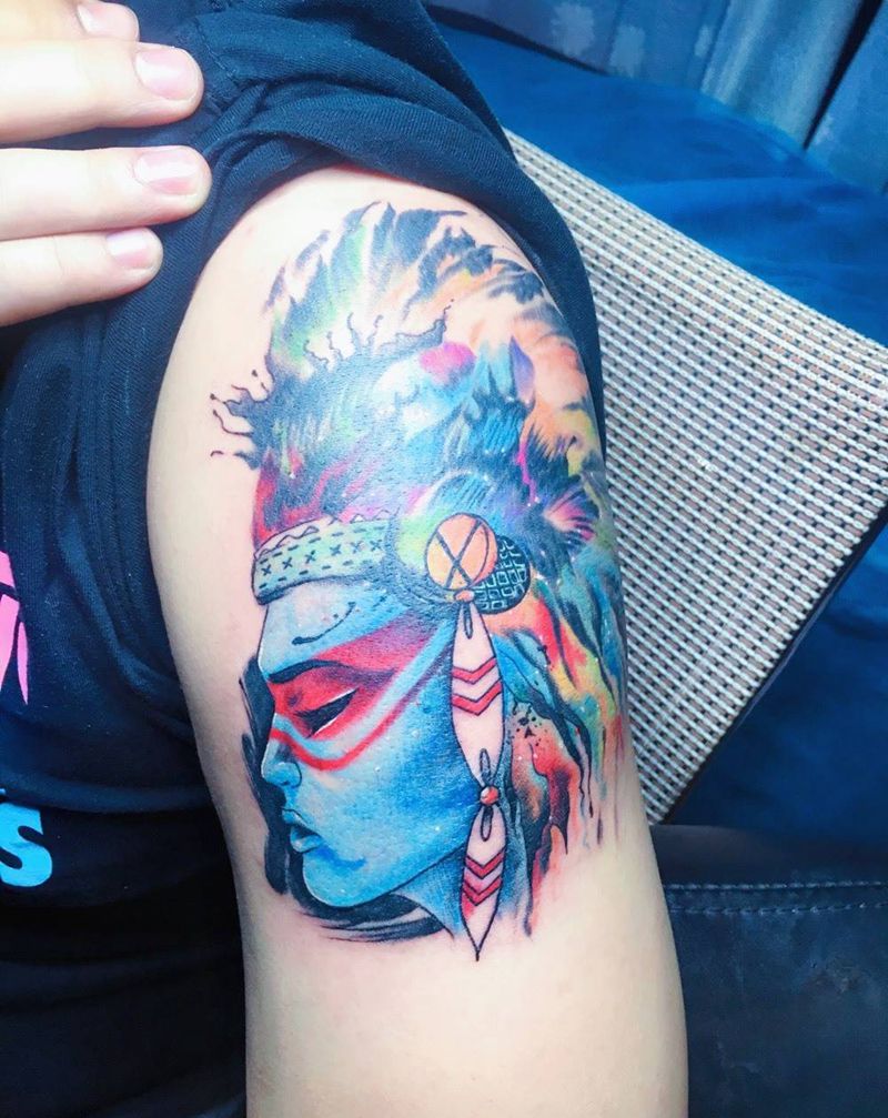 印地安水彩纹身图片