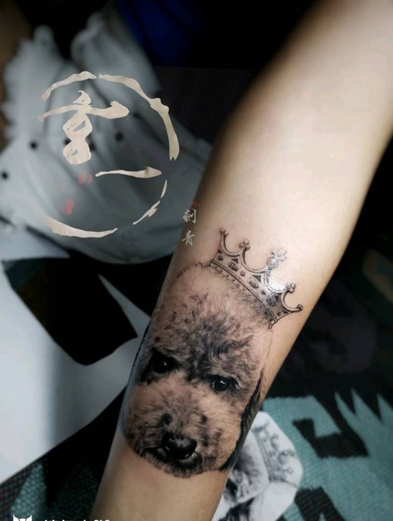狗狗肖像纹身图片_欧美写实纹身图案