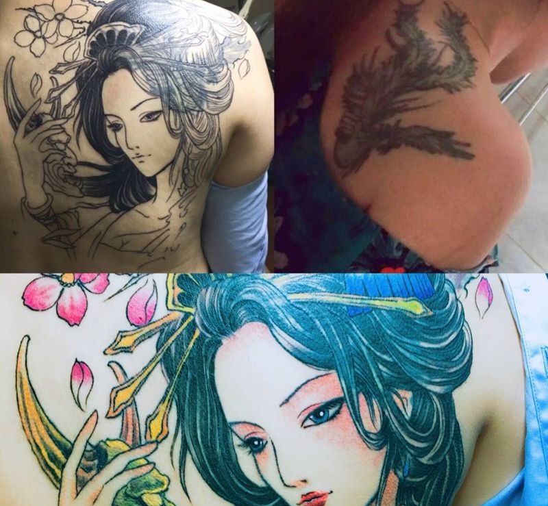 遮盖完成纹身图片