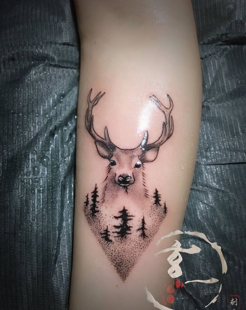 麋鹿纹身图片