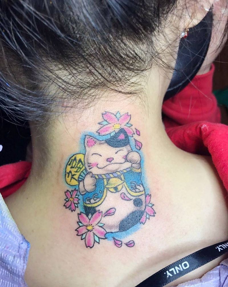 招财猫纹身图片