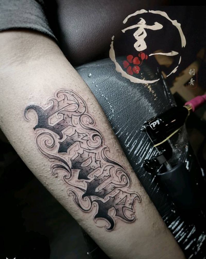 奇卡诺纹身图片_花体字纹身图案