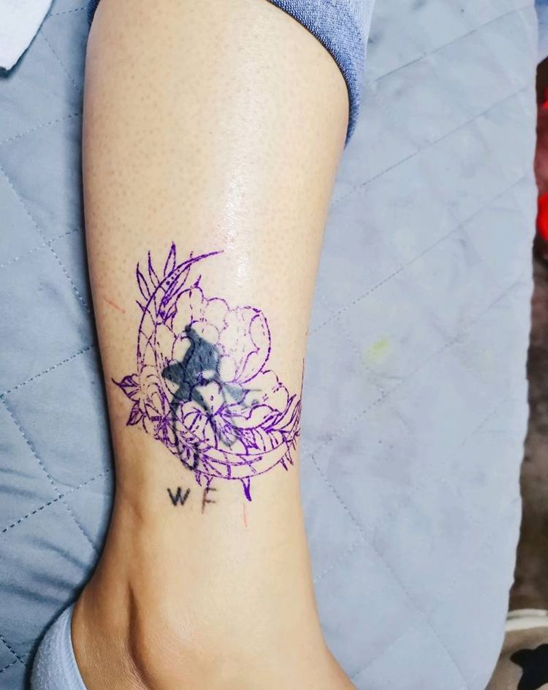 遮盖纹身图片_腿部新传统纹身图案