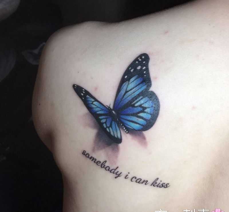 三D蝴蝶纹身图片