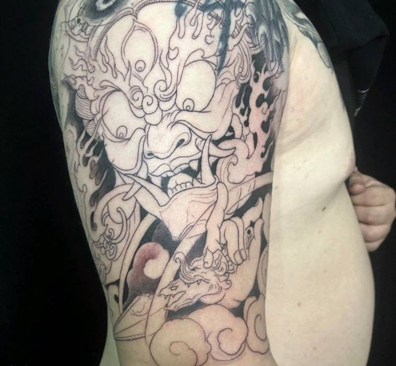 大黑天纹身图片_新传统纹身图案