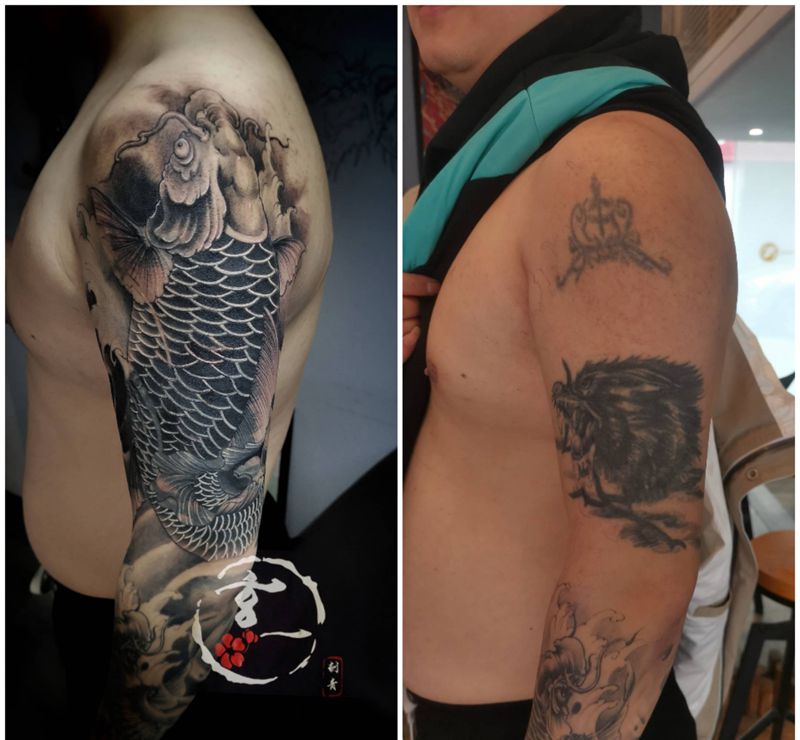 旧纹身遮盖纹身图片_手臂新传统纹身图案