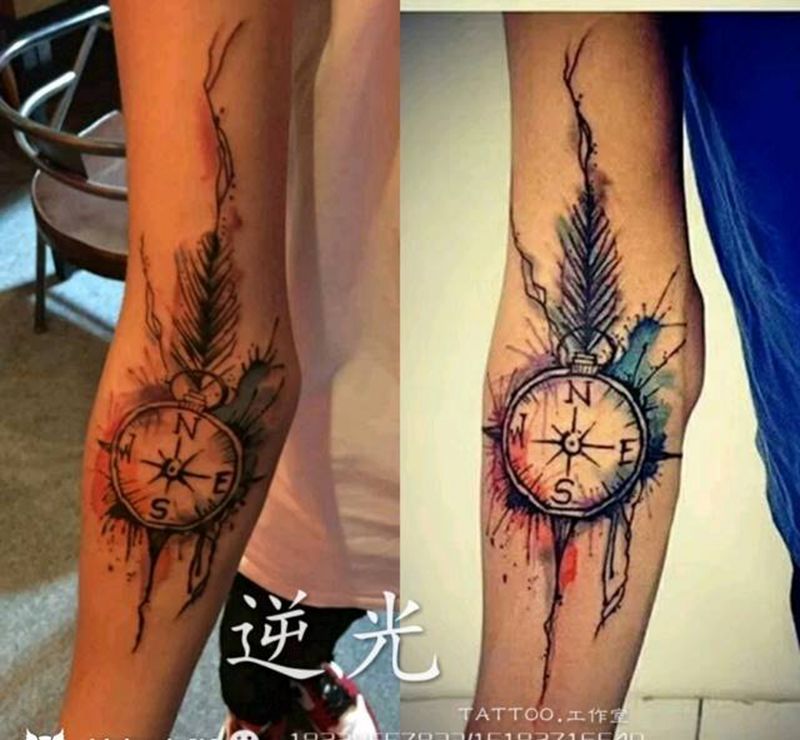 指南针纹身图片_成品纹身图案