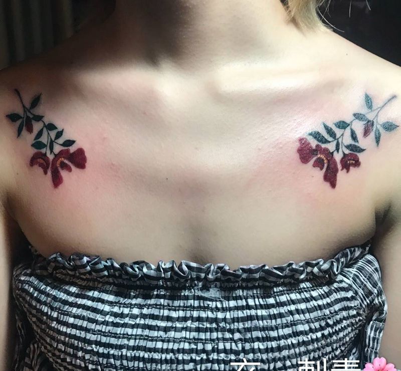 胸花一对纹身图片