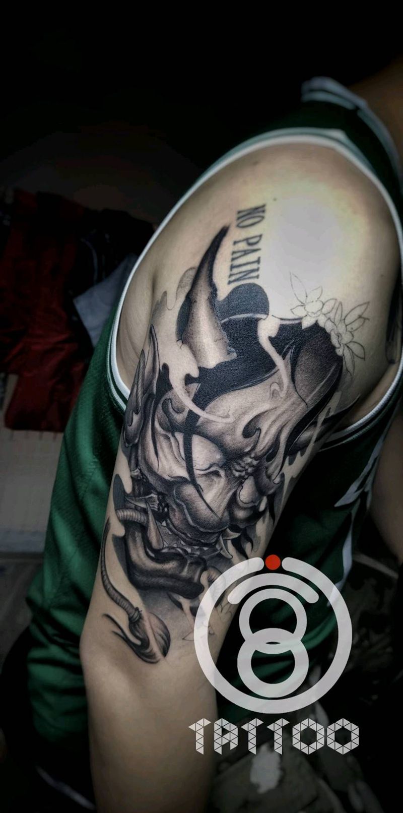 般若遮盖未完纹身图片_手臂新传统纹身图案