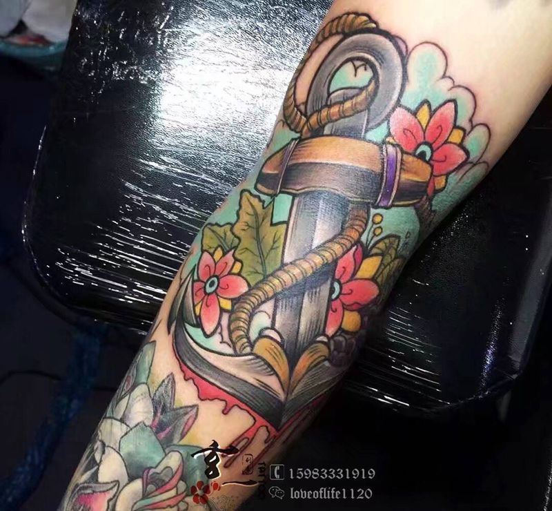 原创new school纹身图片_成品手臂原创欧美纹身图案