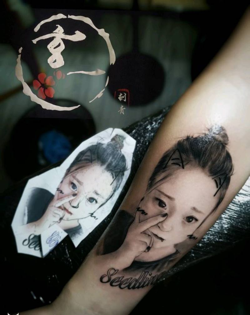 肖像一枚纹身图片_手臂欧美写实纹身图案