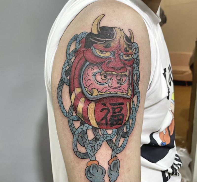 达摩纹身图片_肩部纹身图案