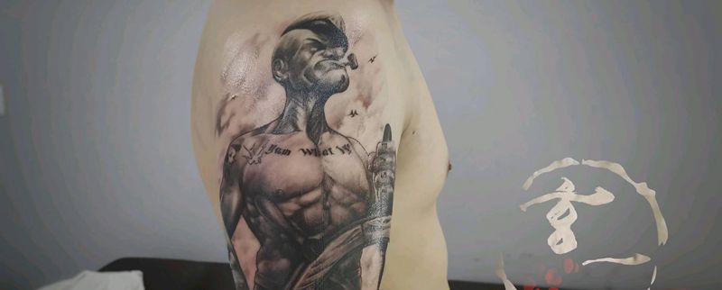 欧美写实大力水手纹身图片_欧美写实纹身图案