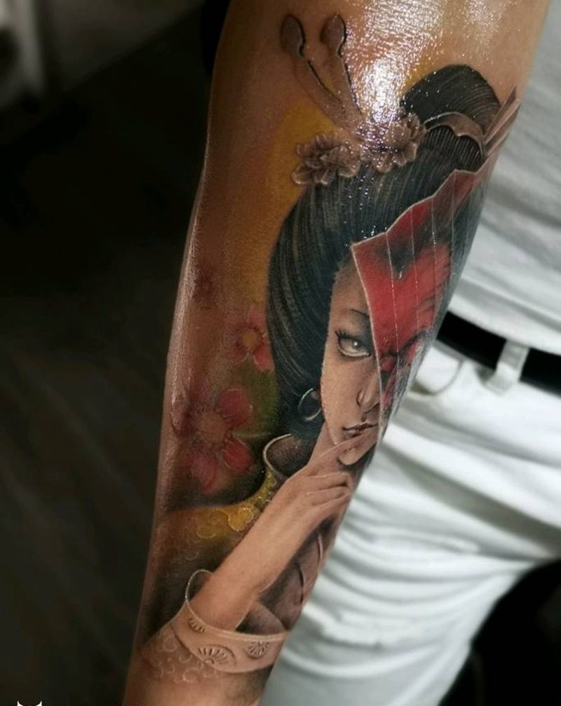 新传统艺伎纹身图片_手部新传统纹身图案