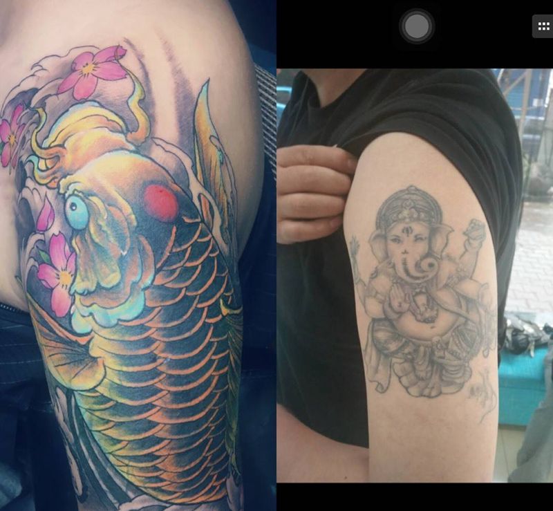 遮盖完成纹身图片