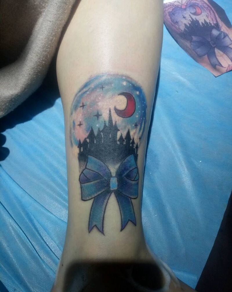 城堡与星空（遮盖）纹身图片